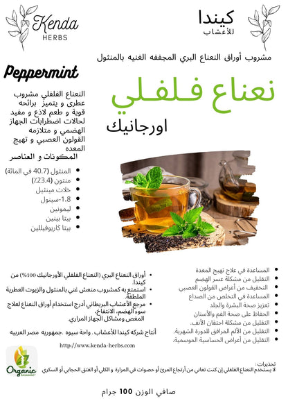 شاي نعناع فلفلي اورجانيك من كيندا, 100 جم